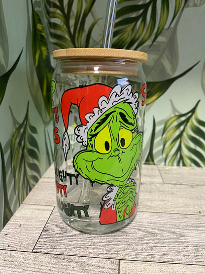 16 OZ Glass cup - Grinch