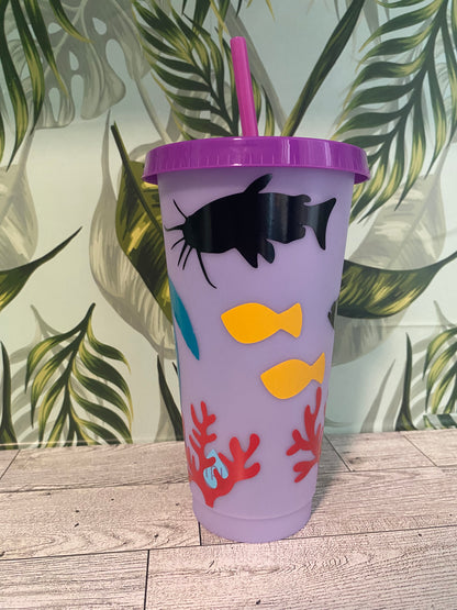 24 OZ Color Changing Plastic Cup- Skip a Straw Save a Turtle